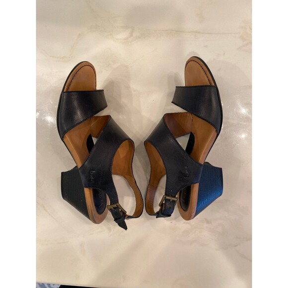 B.O.C Sandals Sz 8 M Navy Blue Arch Support Dressy Casual Block Heel 2.5” Shoes - Picture 6 of 12
